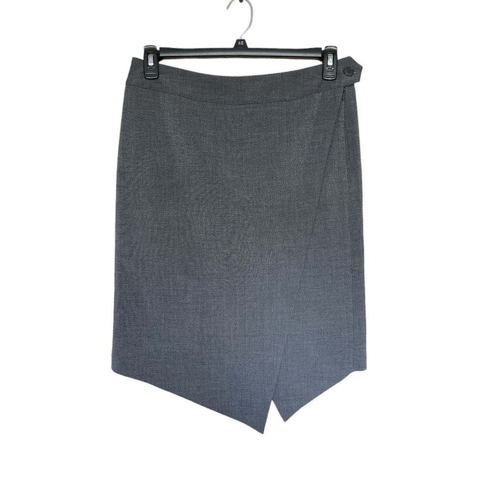 Max Studio Womens skirt faux wrap gray assymetric front design size 8